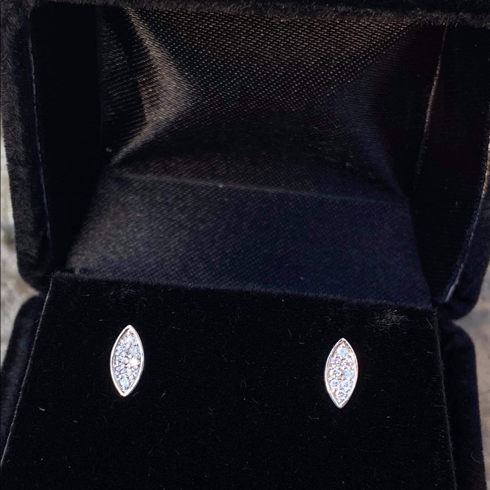 14K White Gold Marquise Frame Stud Earring